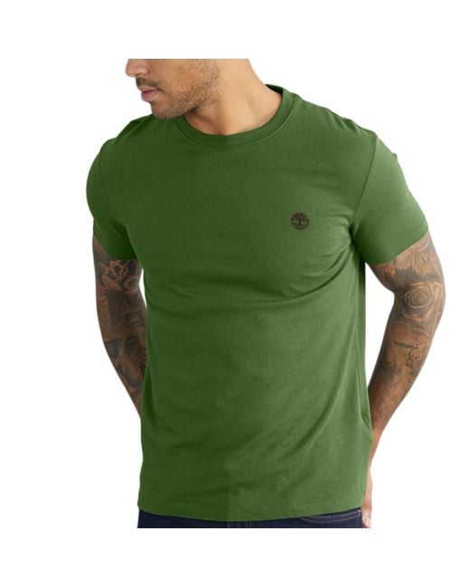 Timberland Green T Shirts Classic Logo Summer Crew Neck Dunstan River Tops New for men