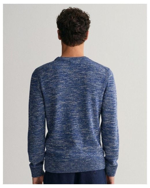 Gant Blue Twisted Yarn Crew Neck Sweater for men
