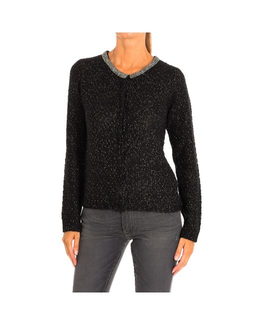 Le Temps Des Cerises Black Long-Sleeved Knitted Sweater Fstrassy00000Ml172