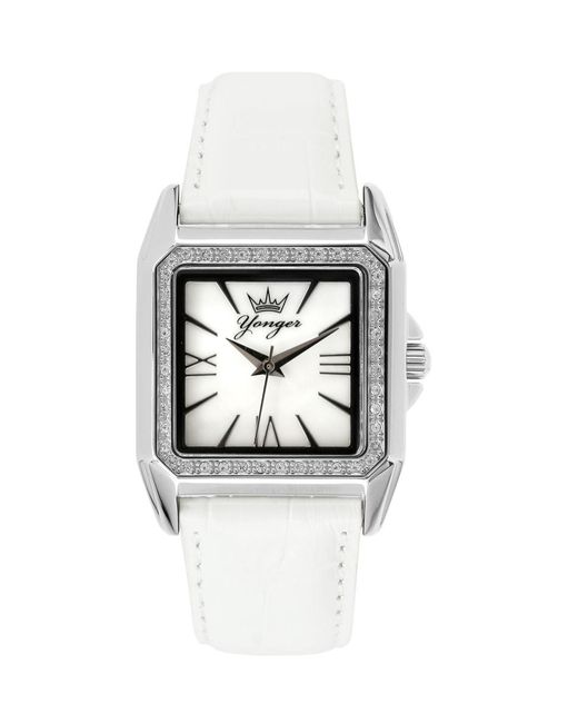 Yonger & Bresson White And Bresson Watch With Diamonds Leather