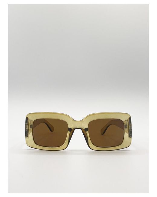 SVNX Natural Chunky Frame Oversized Rectangle Sunglasses