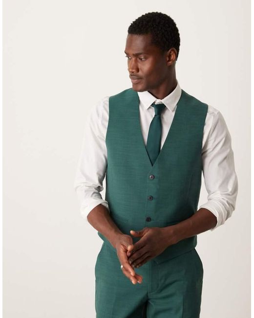 ASOS Green Slim Suit Waistcoat for men