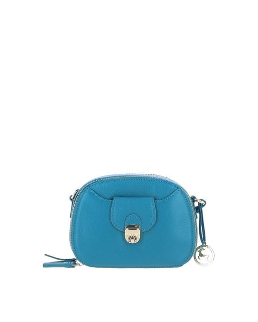 Ashwood Leather Blue Real Compact Crossbody Bag With Adjustable Strap