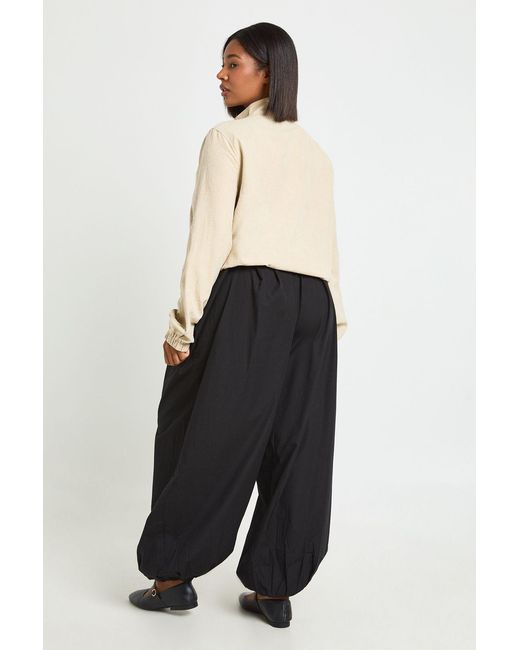 Boohoo Black Plus Poplin Concealed Waistband Balloon Trouser