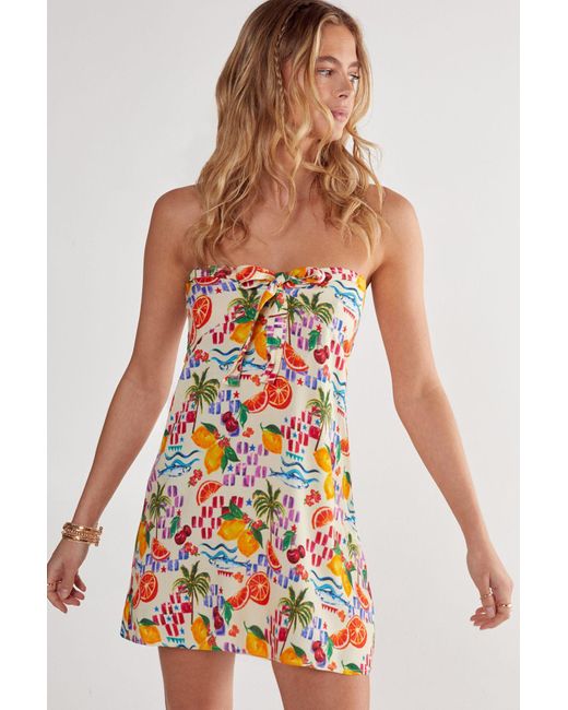 Nasty Gal Conversational Fruit Print Resort Beach Bandeau Mini Dress in  White | Lyst UK