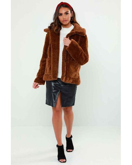 Urban Bliss Brown Borg Fur Collar Jacket