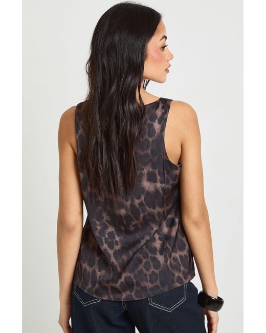 Boohoo Blue Leopard Scoop Neck Cami Top
