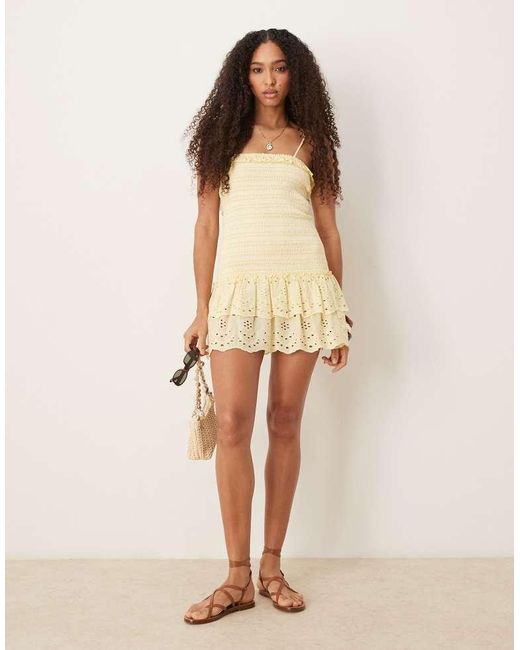 Iisla & Bird Natural Ruched Mini Beach Dress