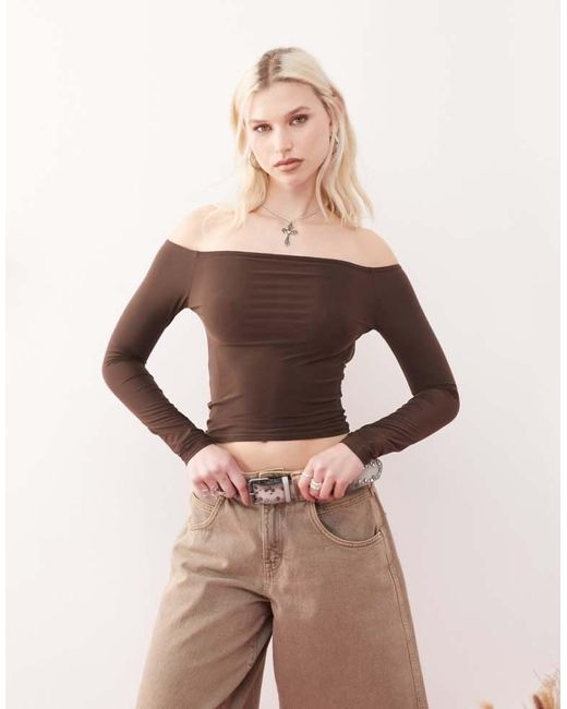 Collusion Natural Soft Touch Bardot Backless Top