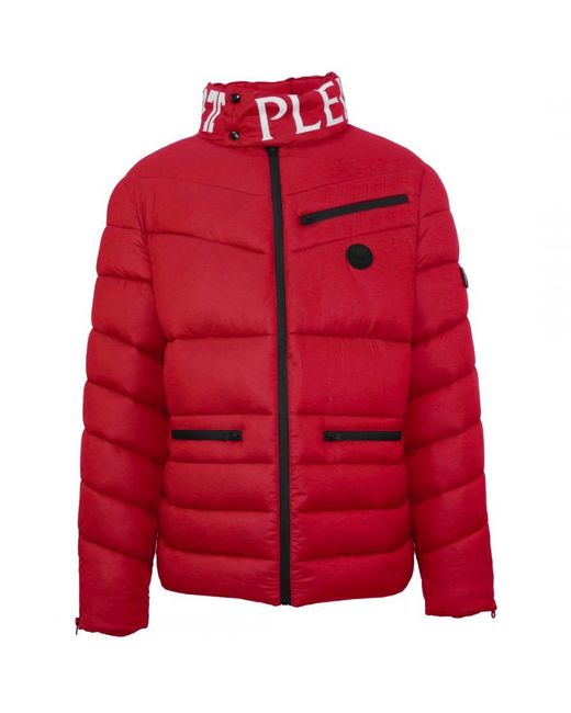 Philipp Plein Red Padded Bold Logo Jacket for men