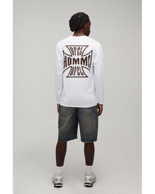 BoohooMAN Gray Regular Fit Cross Graphic Long Sleeve T-Shirt Cotton for men