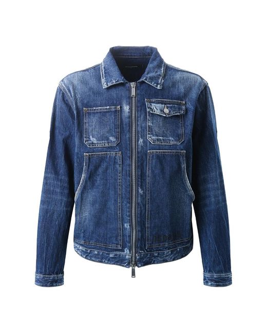 DSquared² Blue Dark Semplice Carpenter Jean Jacket Cotton for men