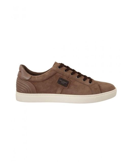 Dolce & Gabbana Brown Suede Leather Sneakers Shoes for men