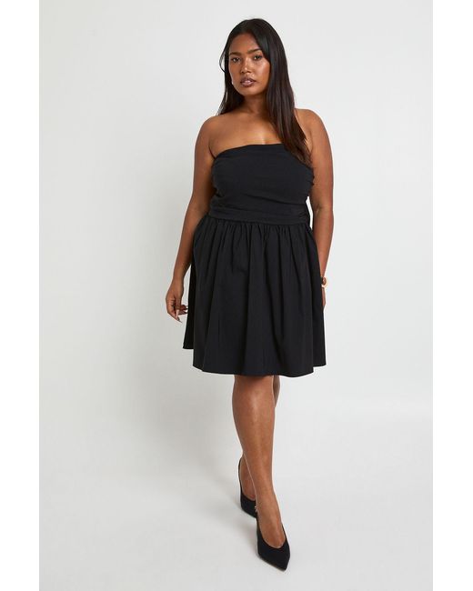 Boohoo Black Plus Bandeau Bow Back Skater