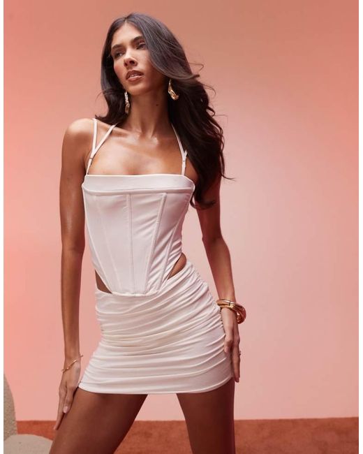 Oh Polly Pink Cali Modal Ruched Mini Skirt