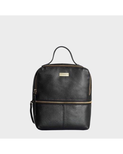 Assots London 'ella' Black Pebble Grain Mini Real Leather Backpack For Women