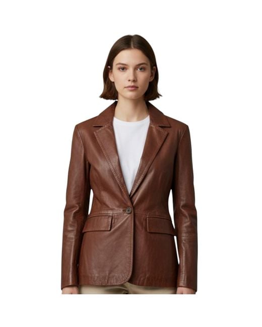 Infinity Leather Brown Italian Blazer Jacket-Chongqing Lamb Leather