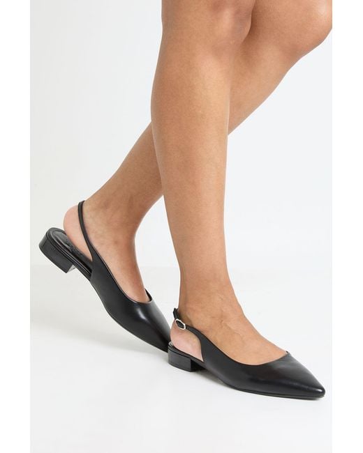 Boohoo Black Wide Fit Slingback Pointed Flats