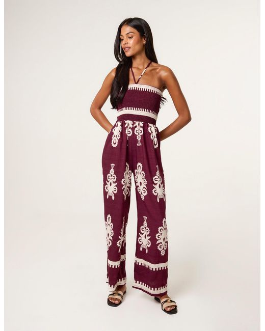 Blue Vanilla Strapless Shirred Waist Jumpsuit