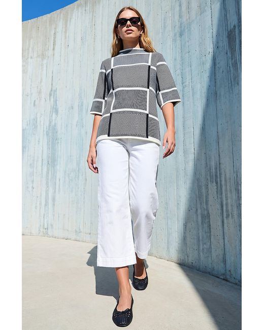 Roman Blue Check Short Sleeve Jumper
