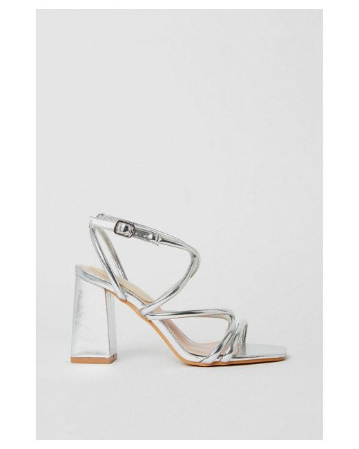 Oasis Molly Strappy Block Heeled Sandals in White Lyst UK