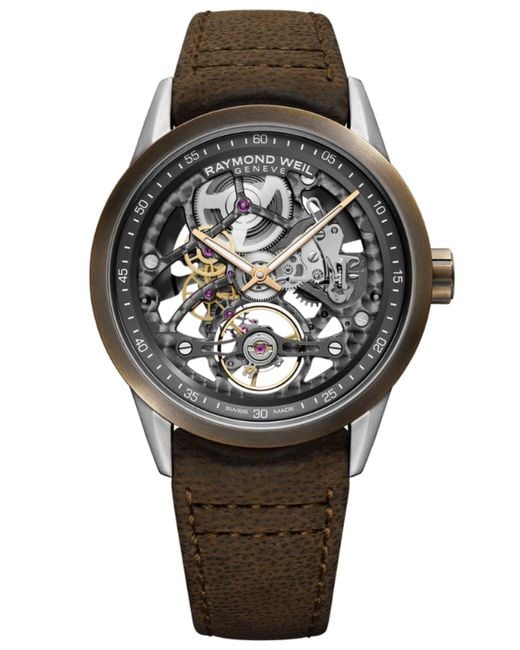 Raymond Weil Gray Freelancer Watch 2785-Sbc-60000 Leather (Archived) for men
