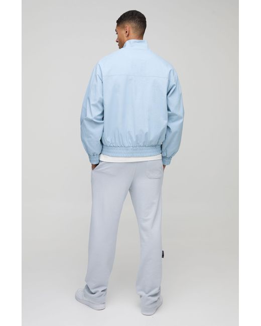 BoohooMAN Blue Oversized Boxy Pocket Detail Twill Funnel Neck Bomber Jacket for men