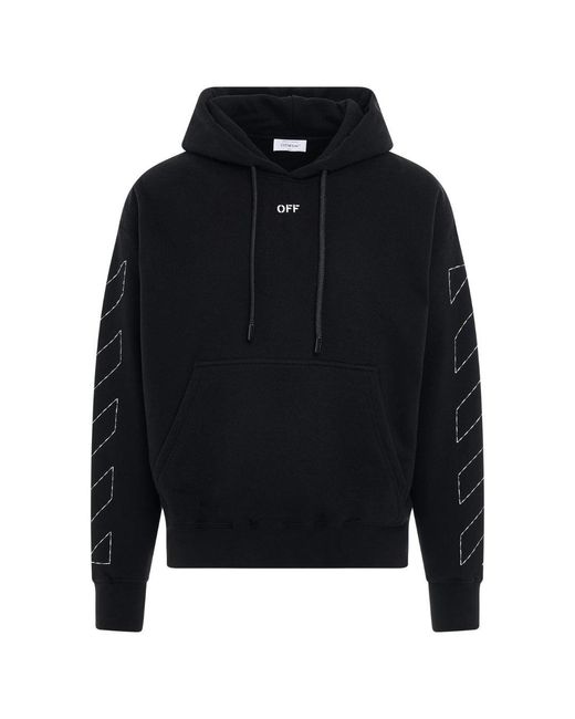 Off-White c/o Virgil Abloh Blue Off Stitch Diag Design Skate Fit Hoodie for men