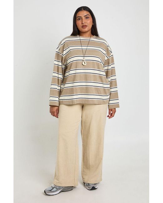 Boohoo Natural Plus Peached Pleated Wide Leg Trouser