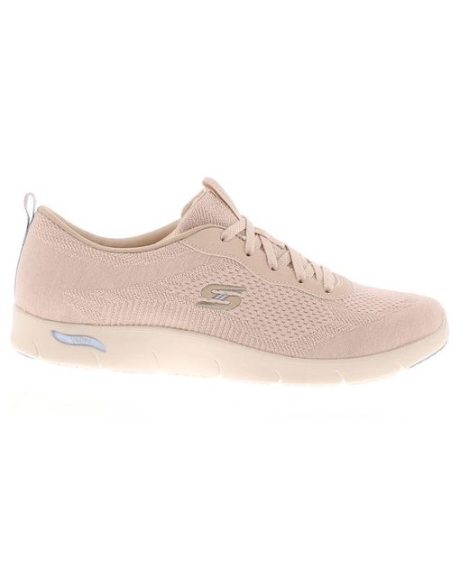 Skechers Pink Trainers Arch Fit Refine Lavi Lace Up Taupe