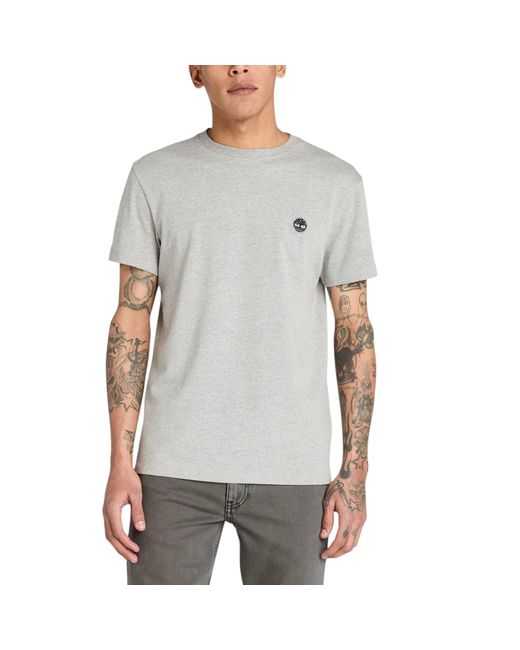Timberland Gray T Shirts Classic Logo Summer Crew Neck Dunstan River Tops New for men