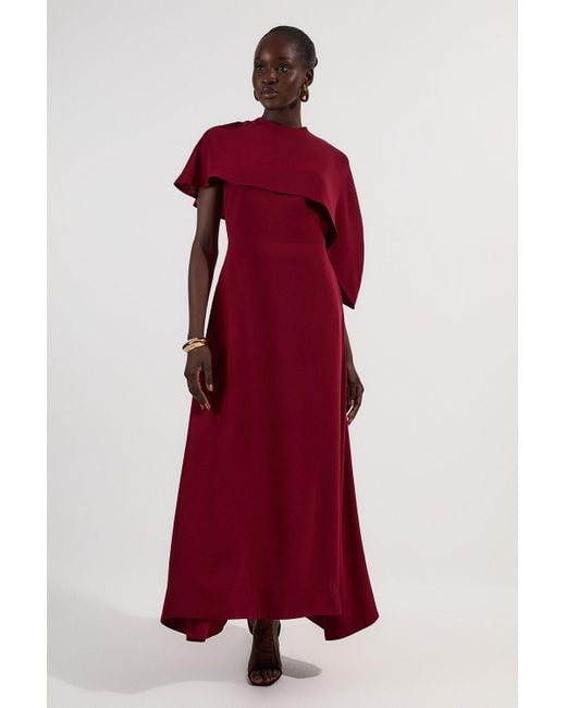 Karen Millen Soft Tailored Cape Detail Midi Dress