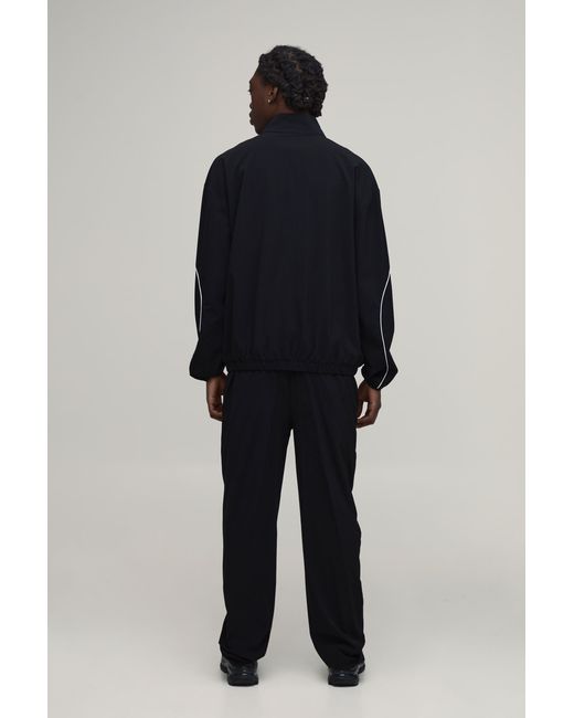BoohooMAN Blue Regular Fit Technical Contrast Piping Track Jacket & Jogger Set for men