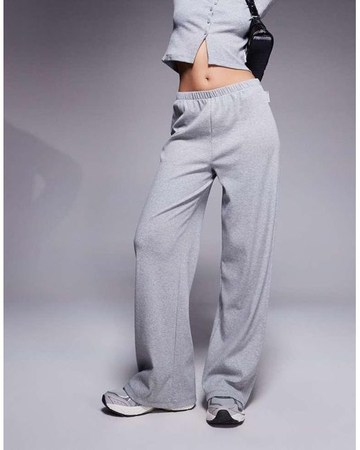 ASOS Gray Co-Ord Ribbed Wide Leg Joggers