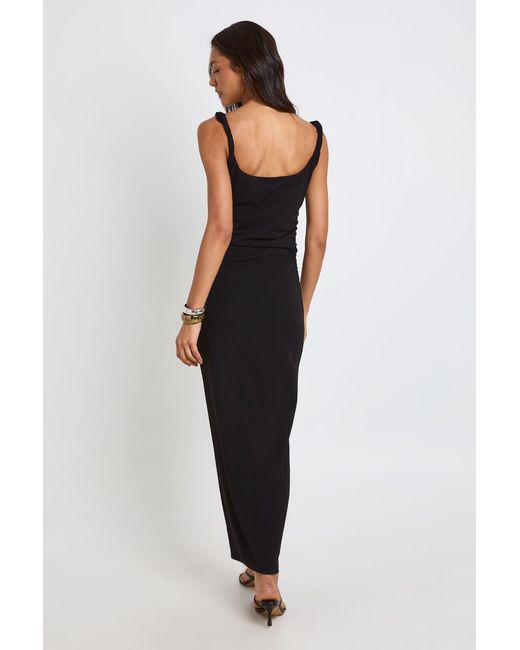 Boohoo Black Tall Jersey Crepe Twist Strap Midaxi Dress