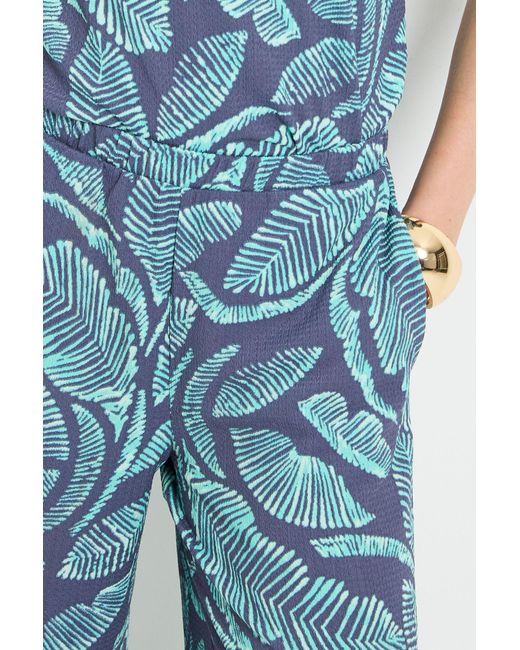 Wallis Blue Palm Jersey Wide Leg Culottes