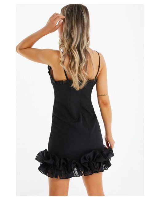 Quiz Black Ruffle Bodycon Mini Dress