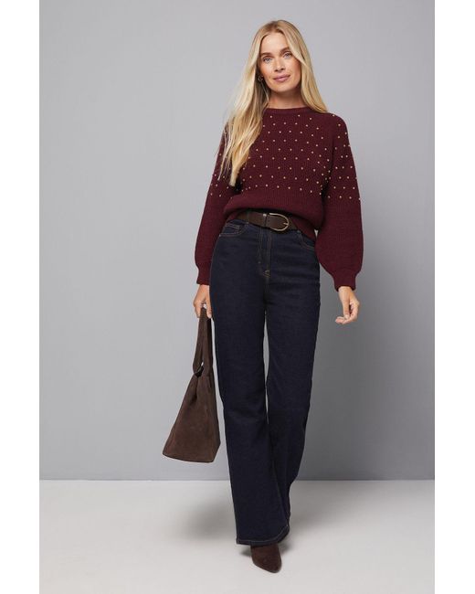 Wallis Blue Petite Stud Embellished Jumper