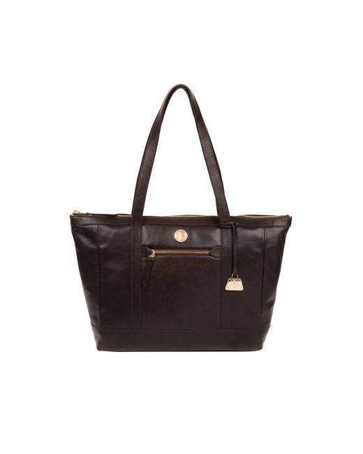 Pure Luxuries Black 'Willow' Dark Leather Tote Bag