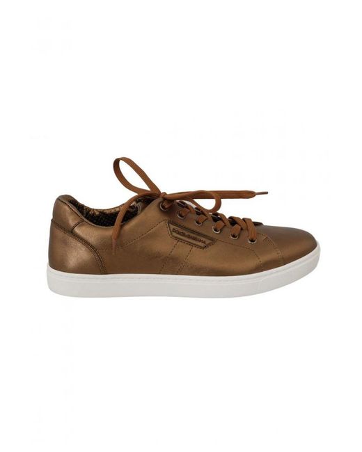 Dolce & Gabbana Brown Leather Casual Sneakers for men