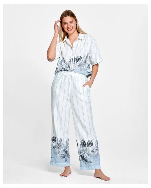Ted Baker Blue Tesalo T40757 Stripe Shirt Set With Floral Border