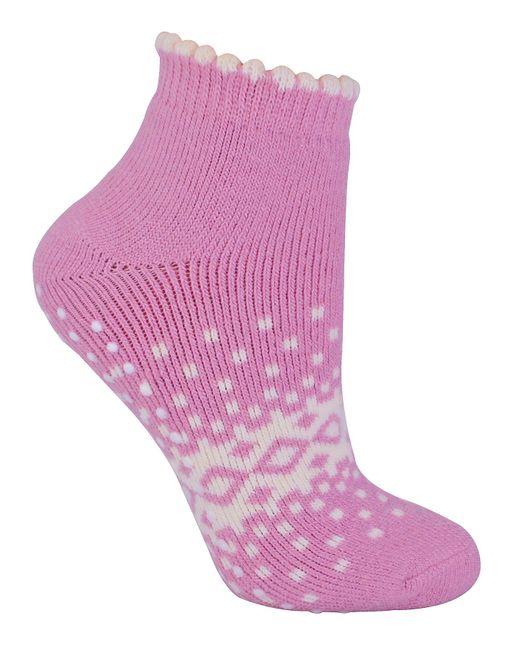 Sock Snob Purple Ladies Thermal Low Cut Wool Non Slip Ankle Slipper Socks