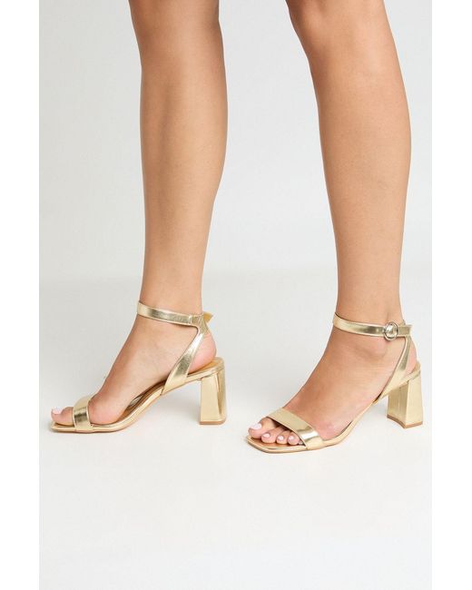 Boohoo Metallic Wide Fit 2 Part Mid Block Heels