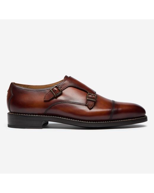 Oliver Sweeney Brown Antiqued Calf Leather Double Monk Shoes for men