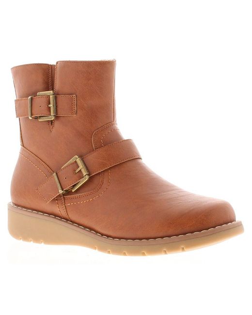 Platino Brown Ankle Boots Weeble Zip