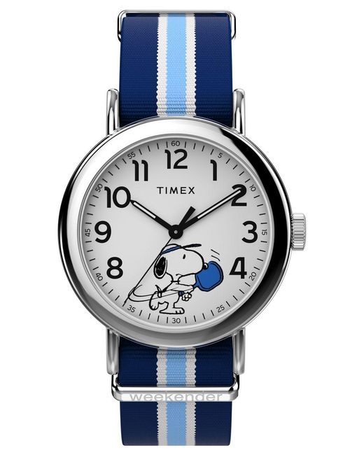 Timex Blue Peanuts Weekender Pickleball Watch Tw2Y50600 Fabric