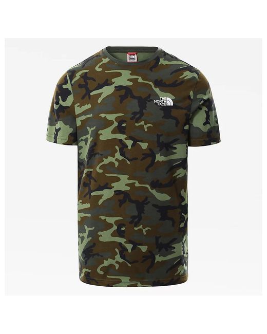 The North Face Green Short Sleeve Simple Dome T-shirt Thyme Brushwood Camo Print Cotton for men