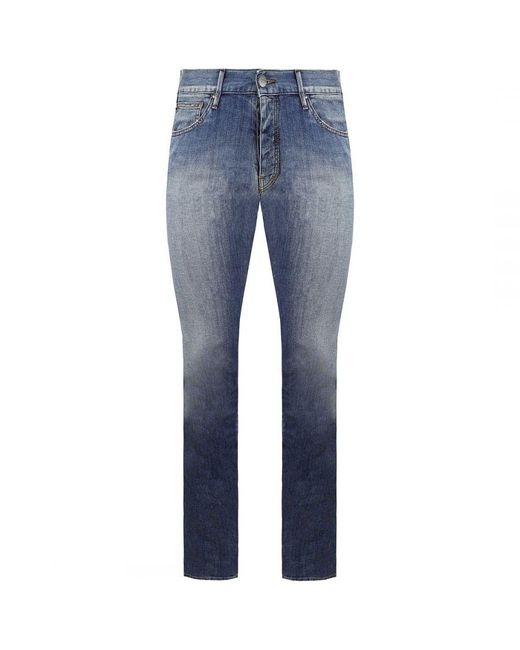 Armani Blue Jeans J28 Slim Fit Bottoms Cotton for men