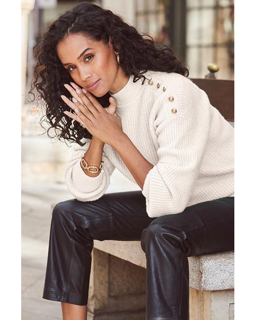 Sosandar Natural Button Shoulder Detail Jumper