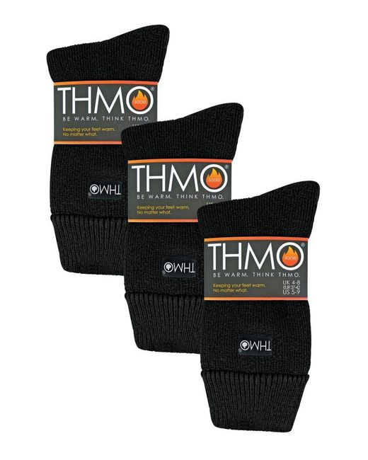 THMO Black 3 Pair Fleece Lined Breathable Slipper Socks
